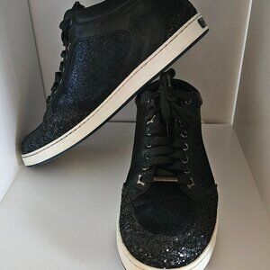 Jimmy Choo Miami Fine Glitter Black Trainers : size 38 1/2